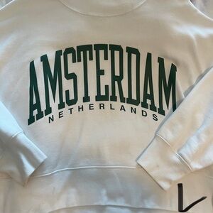Abercrombie & Fitch Cream Sweatshirt with Green Print